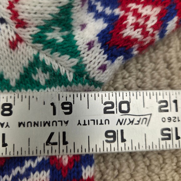 Talbots Fair Isle Cardigan Cable Knit Sweater White Blue Red Womens Small‎ - Picture 5 of 6